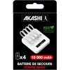 HEIHO - BATTERIE DE SECOURS AVEC 4 CABLES - 10 000 MAH BLANC