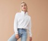 Sweat court col zippé femme