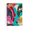 Carnet spirale couverture rigide contrecollee creation quadri recto verso - midi 155x215mm - pelliculage mat pages 1 et 4 - bloc de 96 feuillets perfores impression noir recto verso - spirale noire a gauche