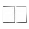 Carnet spirale couverture rigide contrecollee creation quadri recto verso - midi 155x215mm - pelliculage mat pages 1 et 4 - bloc de 96 feuillets perfores impression noir recto verso - spirale noire a gauche