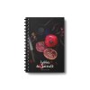 Carnet spirale couverture rigide contrecollee creation quadri recto verso - midi 155x215mm - pelliculage mat pages 1 et 4 - bloc de 96 feuillets perfores impression noir recto verso - spirale noire a gauche