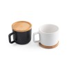 FANGIO. Tasse en céramique 230 mL avec couvercle et base en bambou