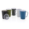 Tasse moderne en acier inoxydable recyclé RCS avec couvercle