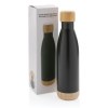 Bouteille isotherme en acier avec finition bambou