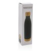 Bouteille isotherme en acier avec finition bambou