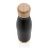 Bouteille isotherme en acier avec finition bambou