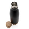 Bouteille isotherme en acier avec finition bambou