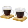 Tasse Manti 2 pièces en verre à double paroi de 100 ml avec sous-verre en bambou