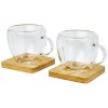 Tasse Manti 2 pièces en verre à double paroi de 100 ml avec sous-verre en bambou