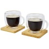 Tasse Manti 2 pièces en verre à double paroi de 250 ml avec sous-verre en bambou