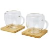Tasse Manti 2 pièces en verre à double paroi de 250 ml avec sous-verre en bambou