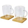 Tasse 2 pièces Manti de 350 ml à double paroi en verre avec sous-verre en bambou