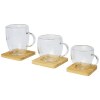 Tasse 2 pièces Manti de 350 ml à double paroi en verre avec sous-verre en bambou