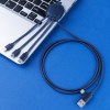 Ine Smart long - Câble de charge multi-connecteurs Double entrée Type-C & USB 1m