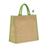 Sac shopping en jute avec anses et piping couleurs en coton : naxos