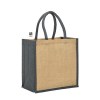 Sac shopping jute avec anses et soufflets de couleurs