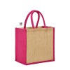 Sac shopping jute avec anses et soufflets de couleurs