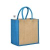 Sac shopping jute avec anses et soufflets de couleurs