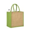 Sac shopping jute avec anses et soufflets de couleurs