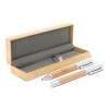 Ensemble stylo à bille et roller en métal bambou dans une boîte cadeau