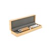 Ensemble stylo à bille et roller en métal bambou dans une boîte cadeau