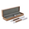 Ensemble stylo à bille et roller en métal bois de noyer dans une boîte cadeau