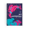 Carnet spirale couverture rigide contrecollee creation quadri recto verso - midi 155x215mm - pelliculage brillant pages 1 2 3 et 4 - bloc de 96 feuillets perfores impression noir recto verso - spirale blanche a gauche