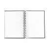 Carnet spirale couverture rigide contrecollee creation quadri recto verso - midi 155x215mm - pelliculage brillant pages 1 2 3 et 4 - bloc de 96 feuillets perfores impression noir recto verso - spirale blanche a gauche