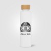 Lucerne - 590 ml Bouteille en verre borosilicate givré avec couvercle en bambou (+Sérigraphie)