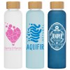 Lucerne - 590 ml Bouteille en verre borosilicate givré avec couvercle en bambou (+Sérigraphie)