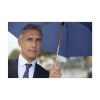 Parapluie avec suspension télescopique automatique, toile en pongé RPET 190T, cadre en métal, un manche et poignée en bois et fermeture Velcro