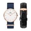 Set Montre Classic Bayswater RG&Blanc D40 + Bracelet Classic Reading Rose-Doré L20