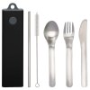 Set de couverts 5pcs acier inoxydable avec étui - Environnement & Nature