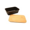 Bento 'Ikoma', noir, avec couvercle en bambou