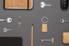 Porte-clés rectangle en alliage de zinc RCS et bambou