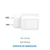 Chargeur USB 20W 2 ports Usb, prise UE