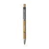 Stylo à bille à encre bleue avec corps et bouton poussoir en bambou certifié FSC 100%