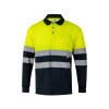 VL VULCAN. Polo bicolore (160g/m²) à manches longues, en polyester (100%)