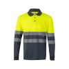 VL VULCAN LARGE. Polo bicolore (160g/m²) à manches longues, en polyester (100%)