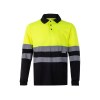 VL VULCAN LARGE. Polo bicolore (160g/m²) à manches longues, en polyester (100%)