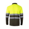 VL VULCAN LARGE. Polo bicolore (160g/m²) à manches longues, en polyester (100%)