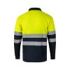 VL VULCAN LARGE. Polo bicolore (160g/m²) à manches longues, en polyester (100%)