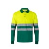 VL VULCAN LARGE. Polo bicolore (160g/m²) à manches longues, en polyester (100%)