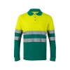 VL PLUTO. Polo piqué bicolore (150g/m²) à manches longues, en coton (55%) et polyester (45%)