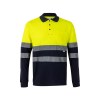 VL PLUTO. Polo piqué bicolore (150g/m²) à manches longues, en coton (55%) et polyester (45%)