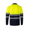 VL PLUTO LARGE. Polo piqué bicolore (150g/m²) à manches longues, en coton (55%) et polyester (45%)