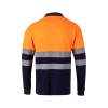 VL PLUTO LARGE. Polo piqué bicolore (150g/m²) à manches longues, en coton (55%) et polyester (45%)