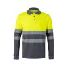 VL PLUTO LARGE. Polo piqué bicolore (150g/m²) à manches longues, en coton (55%) et polyester (45%)