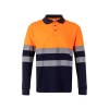 VL PLUTO LARGE. Polo piqué bicolore (150g/m²) à manches longues, en coton (55%) et polyester (45%)
