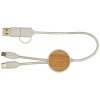 Câble 5 en 1 Chechia en plastique recyclé de 30 cm pour la synchronisation des données et la charge rapide de 27 W avec détails en bambou